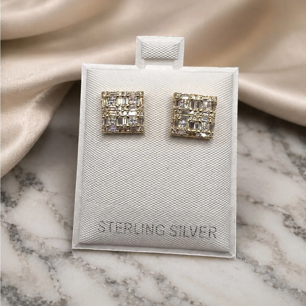 925 Sterling Silver 1.00CTW MOISSANITE Square Stud Earrings